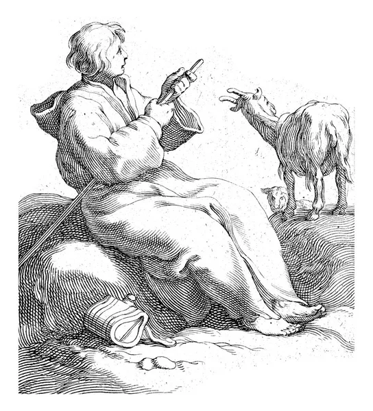 Zittende Goatherd Frederick Bloemaert Naar Abraham Bloemaert 1635 1669 Een — Stockfoto