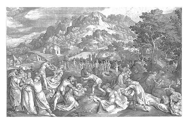 Pembunuhan Bayi Betlehem Nicolaes Bruyn 1639 1706 Tentara Herodes Membunuh — Stok Foto