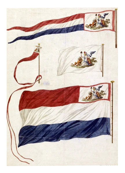Bandeiras Marinha República Batava 1796 Hendrik Roosing 1796 Quatro Variantes — Fotografia de Stock