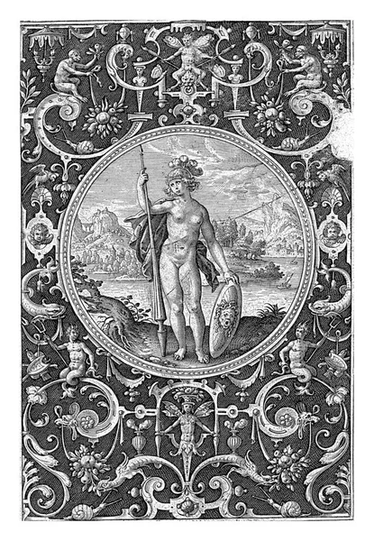 Medaillon Mit Minerva Mit Lanze Und Schild Mit Medusenkopf Einem — Stockfoto
