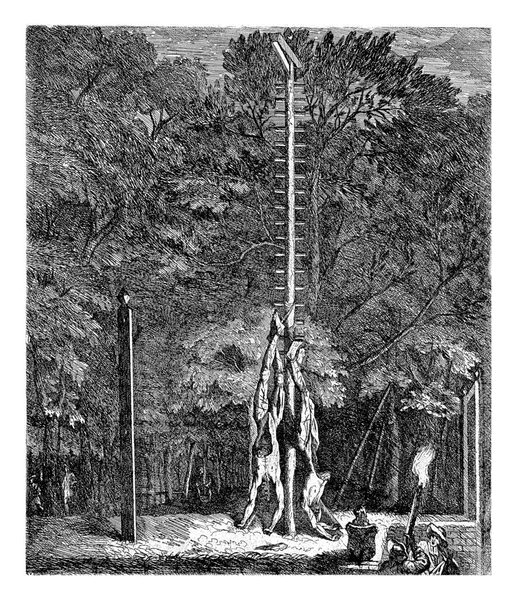Night Scene Mutilated Bodies Johan Cornelis Witt Hanging Seesaw Background — Stock Photo, Image