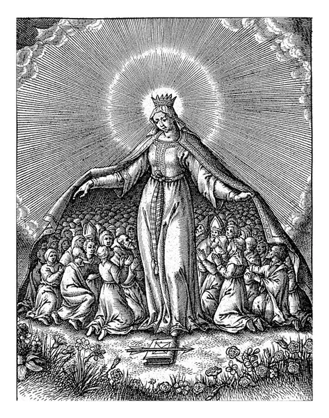 Чеснота Плодотворних Ієронімус Верікс 1563 1619 Святої Урсули Плащем Обидва — стокове фото
