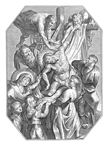 십자가에서 내려온 코르넬리스 1586 1650 니고데모는 예수의 시체를 십자가에서 마리아 — 스톡 사진