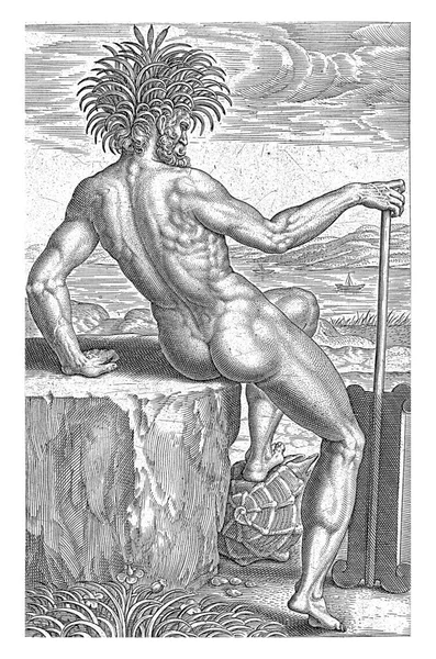 Danubius Philips Galle 1586 다뉴브 있었다 인쇄물은 바다의 신들에 시리즈중 — 스톡 사진