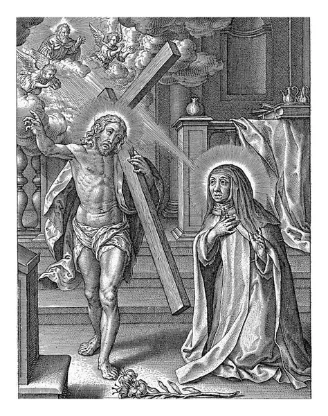 Chrystus Ukazuje Się Teresie Avili Antoniemu Wierixowi Iii 1563 Przed — Zdjęcie stockowe