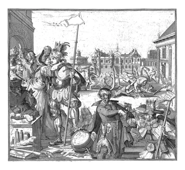 ジェームズ2世のフランスへの飛行の漫画と彼の到着は1689年1月6日である — ストック写真