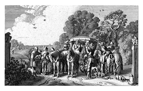 ルヒト Aer ファン ベルデ ウィレム ピエテルツの後 Buytewech 1603 1641空気の要素を表す鷹狩り中の人物と風景 — ストック写真