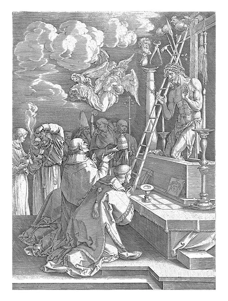 Gregório Missa Hieronymus Wierix Após Albrecht Durer 1585 São Gregório — Fotografia de Stock