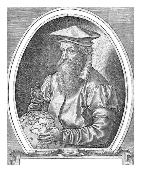 Gerardus Mercator Félhosszú Teste Balra Fordult Egy Földgömb Egy Mérőműszer — Stock Fotó