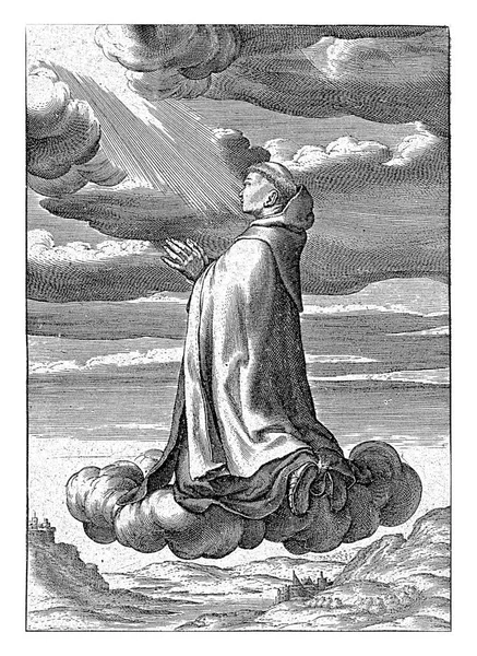 十字架约翰的假设 安东尼 维鲁瓦 Iii 1622 1624年十字架圣约翰被带到天上的云端 他双手交叉起来祈祷 仰望着天上的光芒 — 图库照片