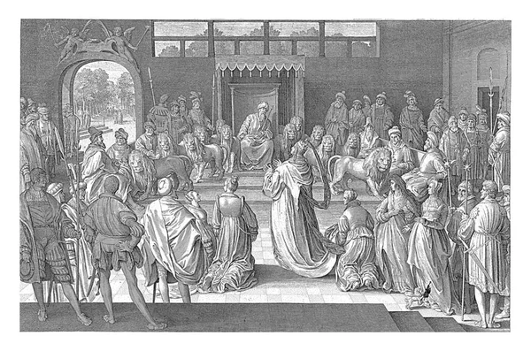 Salomo Ontvangt Koningin Van Scheba Nicolaes Bruyn 1621 Koningin Van — Stockfoto