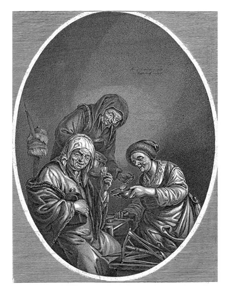 Tre Gamla Kvinnor Jonas Suyderhoef Efter Adriaen Van Ostade 1623 — Stockfoto