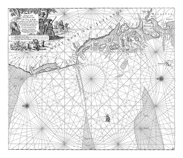 Паспортна Карта Західного Узбережжя Ютландії Від Банку Вітте Доггер Рифу — стокове фото