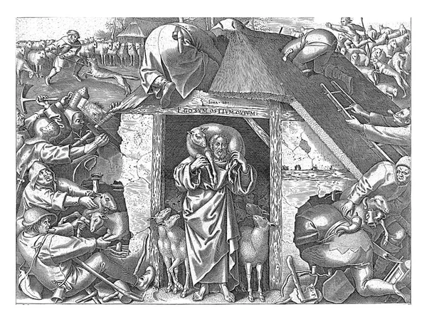 Parabola Cristo Come Buon Pastore Philips Galle Dopo Pieter Bruegel — Foto Stock