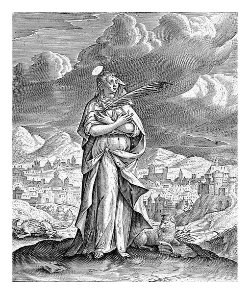 Antakyalı Aziz Margaret Ile Manzara Antonie Wierix 1565 1604 Ten — Stok fotoğraf