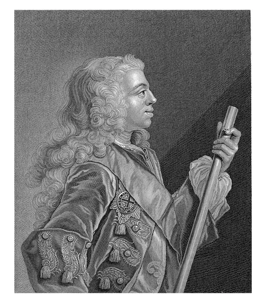 ウィレム カレル ヘンドリック フリソ Willem ファン オランジェ ナッソーの半長の肖像画 王子は司令官の手によって描かれている — ストック写真