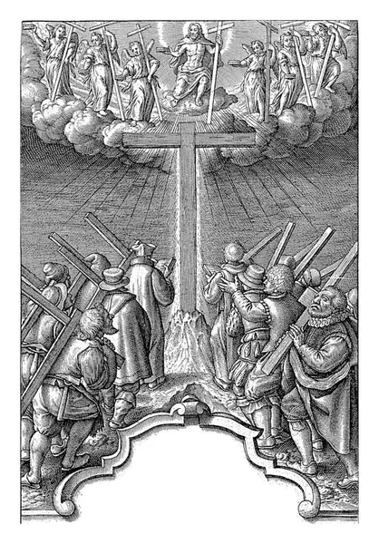 예수의 추종자들 히에로니무스 Hierononus Wierix 1563 1619 십자가를 사람들의 행렬로 — 스톡 사진