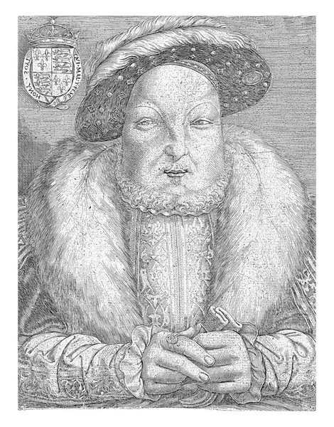 Retrato Henrique Viii Rei Inglaterra Irlanda Segurando Par Luvas Canto — Fotografia de Stock