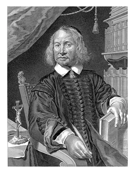 Retrato Del Teólogo Ámsterdam Andreas Van Der Kruyssen Sentado Mano — Foto de Stock