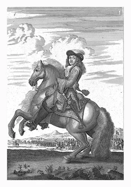 Paardenportret Van Lodewijk Xiv Koning Van Frankrijk Jan Luyken 1685 — Stockfoto