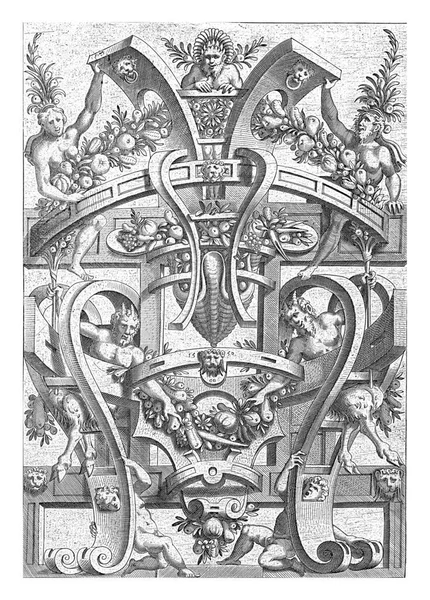 Svitek Ovocným Věncem Visí Horní Dolní Části Anonymní Cornelis Bos — Stock fotografie