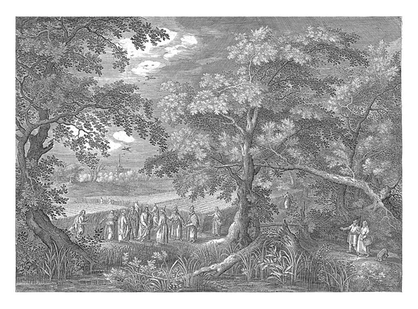 Деревянный Пейзаж Котором Христос Говорит Фарисеям Ученики Оскверняют Субботу Едят — стоковое фото