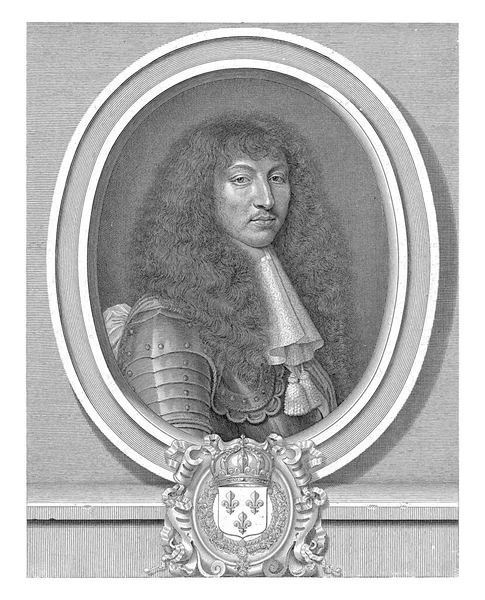 Porträt Louis Xiv König Von Frankreich Mit Spitzenkragen Mit Zwei — Stockfoto