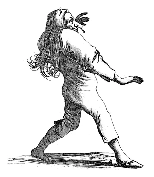 Uzun Saçlı Sümük Köpüğünün Sallandığı Büyük Burunlu Bir Adam Sağa — Stok fotoğraf