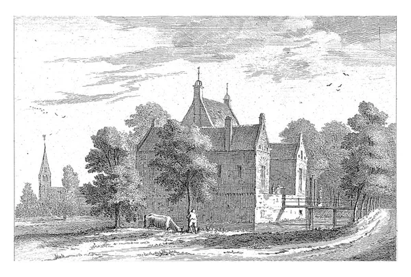 Άποψη Του Κάστρου Fransenburg Στο Nijbroek Στο Gelderland Πρώτο Πλάνο — Φωτογραφία Αρχείου