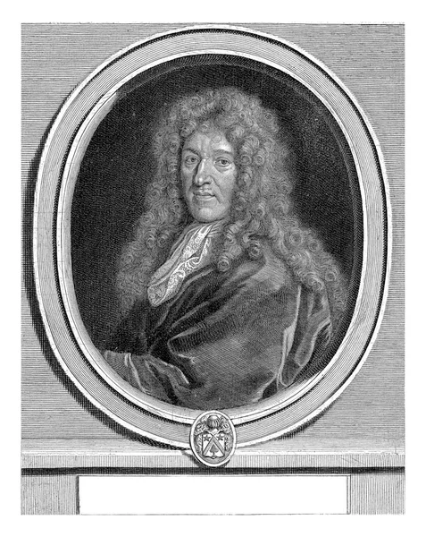 Jean Baptiste Quintinie Gerard Edelinck的肖像 作者Florent Mare Ricart 1666 1707年法国人类学家兼农学家Jean — 图库照片