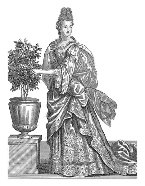 夏尔公爵夫人 站在植物旁边 杰勒德 瓦尔克 1694 1715年 — 图库照片