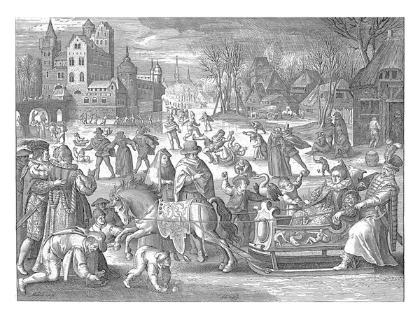Invierno Nicolaes Bruyn Después Maerten Vos 1581 1656 Paisaje Invernal —  Fotos de Stock