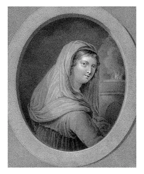 Молодая Женщина Вуалью Пожар Заднем Плане Lambertus Antonius Claessens После — стоковое фото