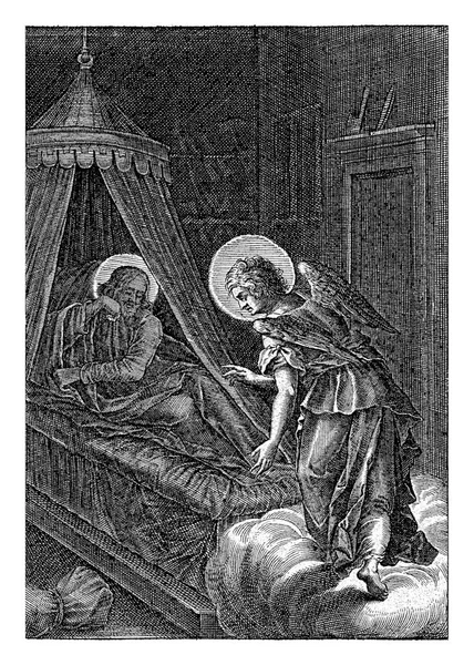 约瑟夫的梦 西奥多 1581 1633大天使加布里埃尔出现在约瑟夫面前 告诉他玛利亚即将怀孕和基督诞生 — 图库照片