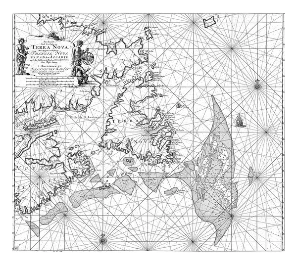 Mapa Paszportowa Nowej Fundlandii Labradoru Nowej Szkocji Dwiema Różami Kompasu — Zdjęcie stockowe