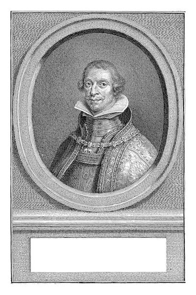 フィリップ4世の右側に 楕円形のスペイン王 肖像画は オランダ語で彼の名前とタイトルが2行にある台座に置かれています — ストック写真
