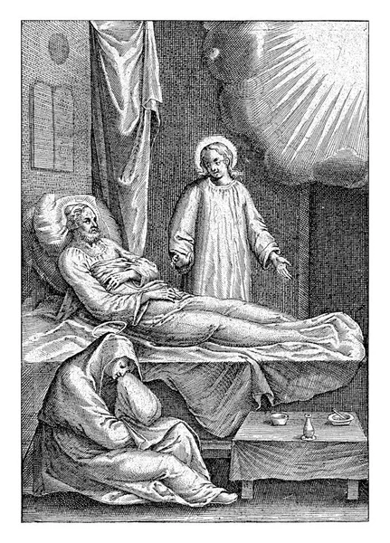 1581 1633年 一位天使警告约瑟夫说 他必须和他的家人逃到埃及去躲避希律 — 图库照片