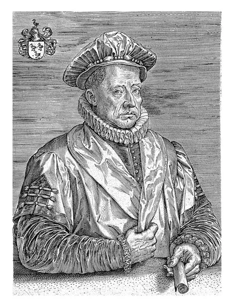 Портрет Филиппа Нутия Нуйца Года Йоханнес Верикс 1579 Год Слева — стоковое фото
