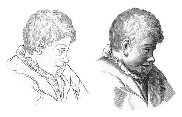 Studera Sidan Huvudet Pojke Med Krage Anonym Efter Annibale Carracci — Stockfoto