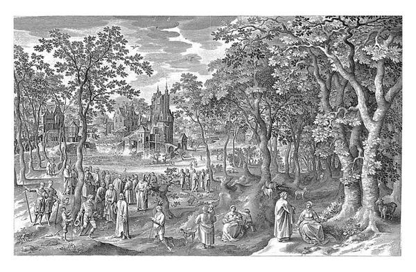 Capernaumの長の使用人の癒し Nicolaes Bruyn 1603左に Capernaumの長はキリストの前にひざまずいて 彼は召使いの癒しのために — ストック写真