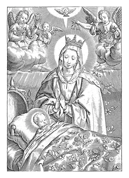 Marie Adorant Christ Enfant Endormi Antonie Wierix 1565 Avant 1604 — Photo