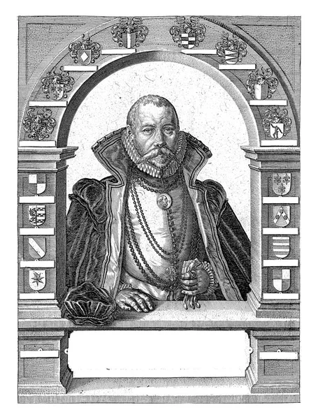 Tycho Brahe Wieku Czterdziestu Lat Pół Długości Widziany Przodu Łukowej — Zdjęcie stockowe