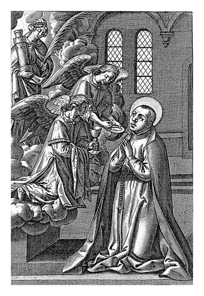Stanislaus Kostka Hieronymus Wierix 1610 1676波兰耶稣会Stanislaus Kostka跪在教堂里 — 图库照片