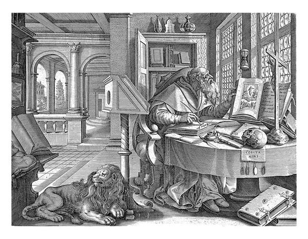 Kirkko Isä Hieronymus Antonie Wierix Jälkeen Maerten Vos 1585 Hieronymus — kuvapankkivalokuva