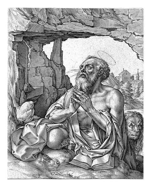 Den Botfärdige Hieronymus Hieronymus Wierix Efter Frans Crabbe Van Espleghem — Stockfoto