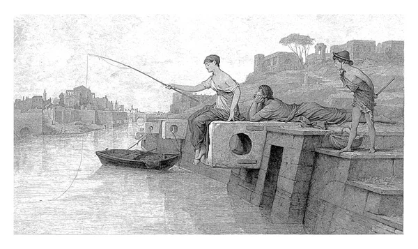 Pescatore Onder Den Dipinto Leroux Onder Den Inciso Leenhoff Margine — Foto Stock
