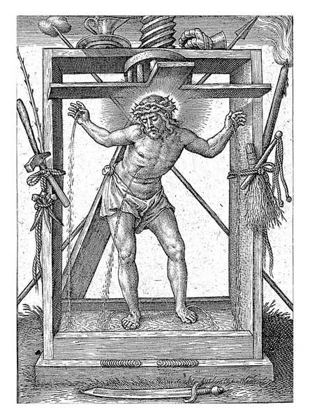 포도주 소에서 그리스도 히에로니무스 Hierononus Wierix 1563 1619 이전에 예수는 — 스톡 사진