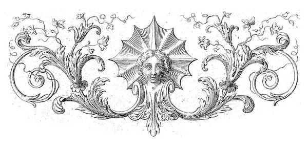 マスカロンの装飾葉のつるに囲まれたベルナール ピカール 1683年1733年 ヴィンテージの彫刻が施された — ストック写真