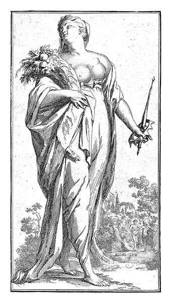 Kobieta Jako Uosobienie Błogości Rogiem Obfitości Prawym Ramieniu Koroną Berłem — Zdjęcie stockowe