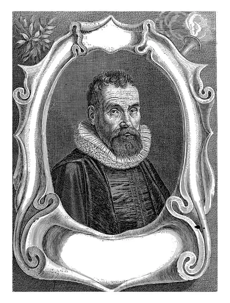 约翰内斯 伊萨西乌斯 庞德的肖像 范德韦尔德 继1630年约翰内斯 伊萨西乌斯 庞德教授的肖像 享年59岁 — 图库照片